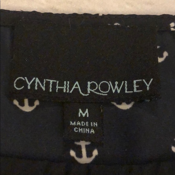 Sz M Cynthia Rowley navy/white anchor blouse - Picture 4 of 6